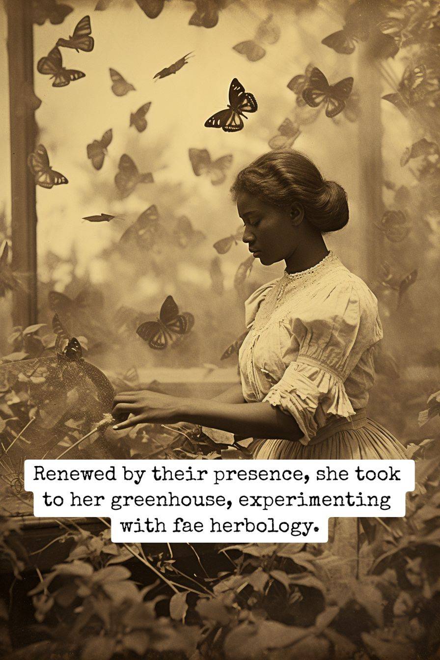 Butterfly Charmer in her greenhouse