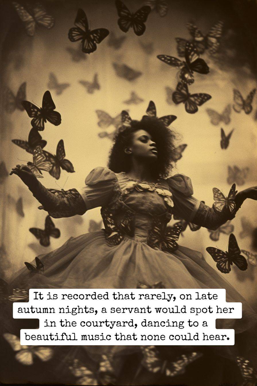A woman surrounded by butterflies