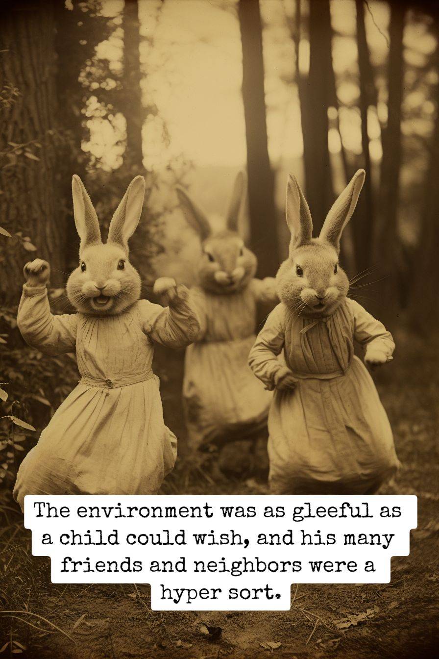 happy anthropomorphic bunnies