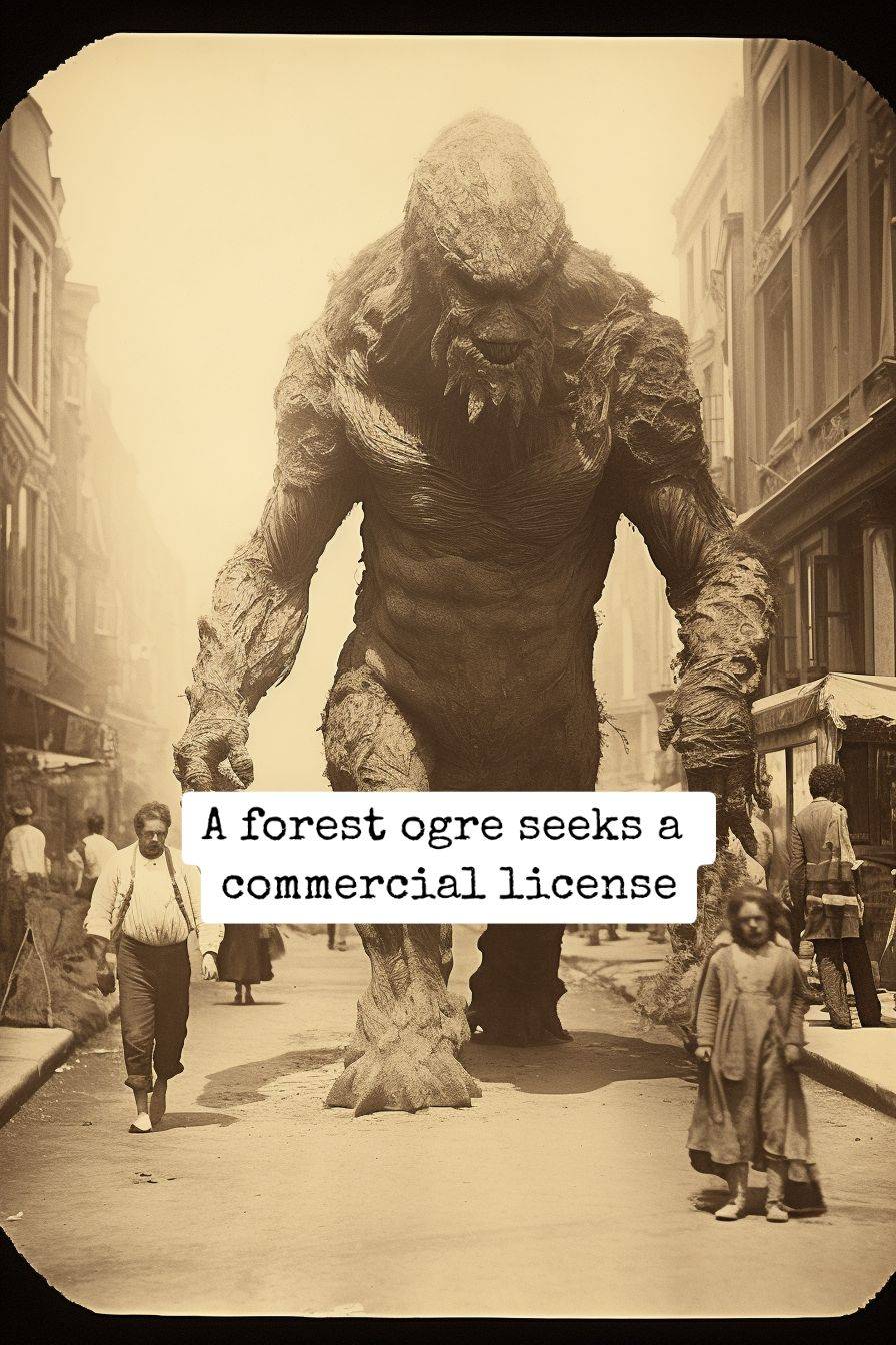 Large forest ogre at a street market