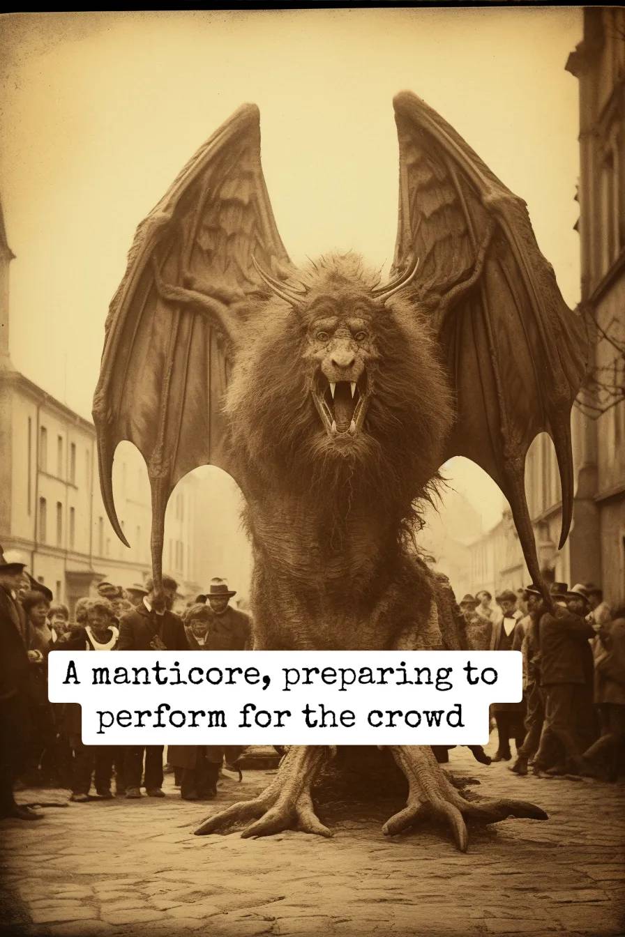 a manticore in a crowd