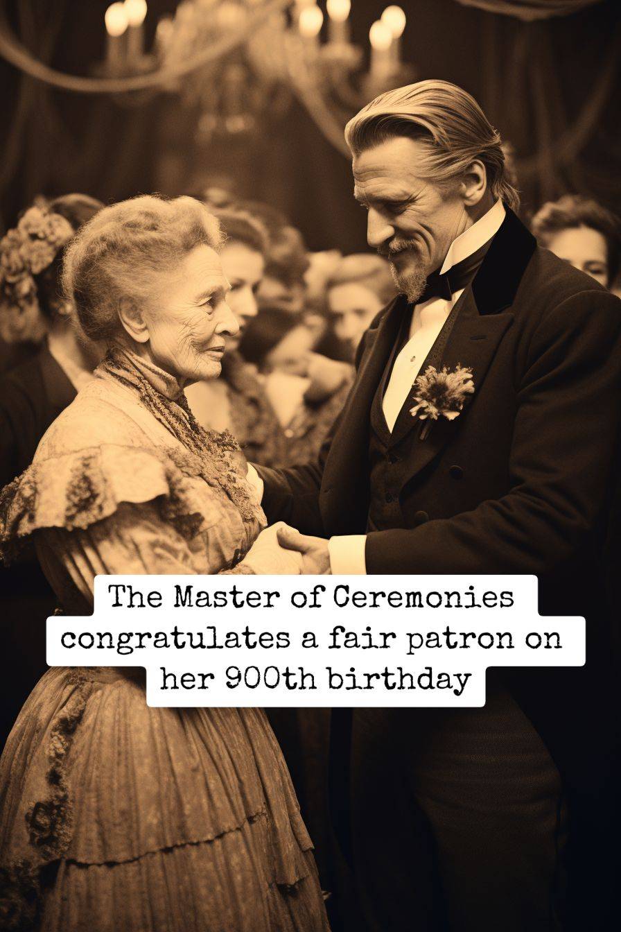 man congratulating an old woman