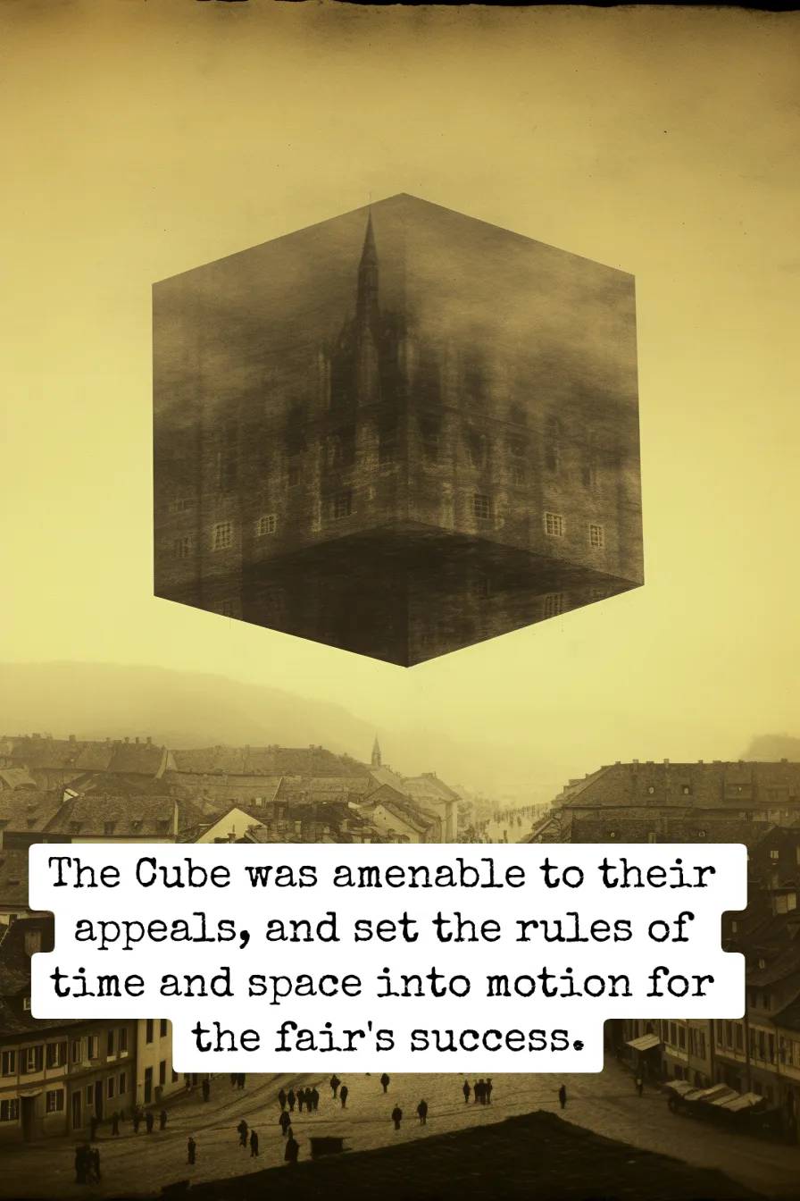 mystic cube over a city