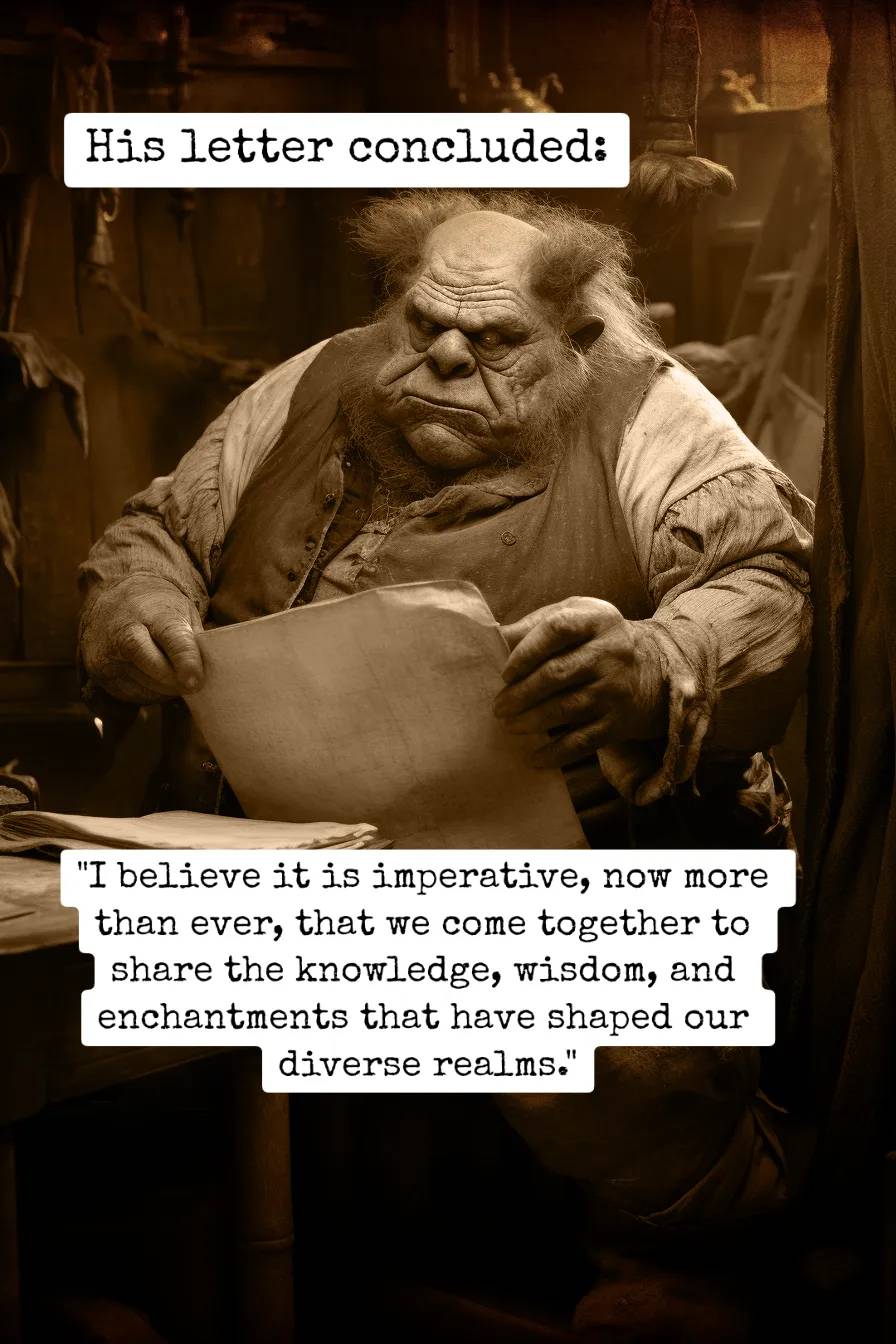 large ogre reading a letter