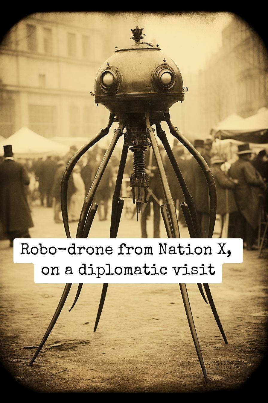 Robot drone at a street market