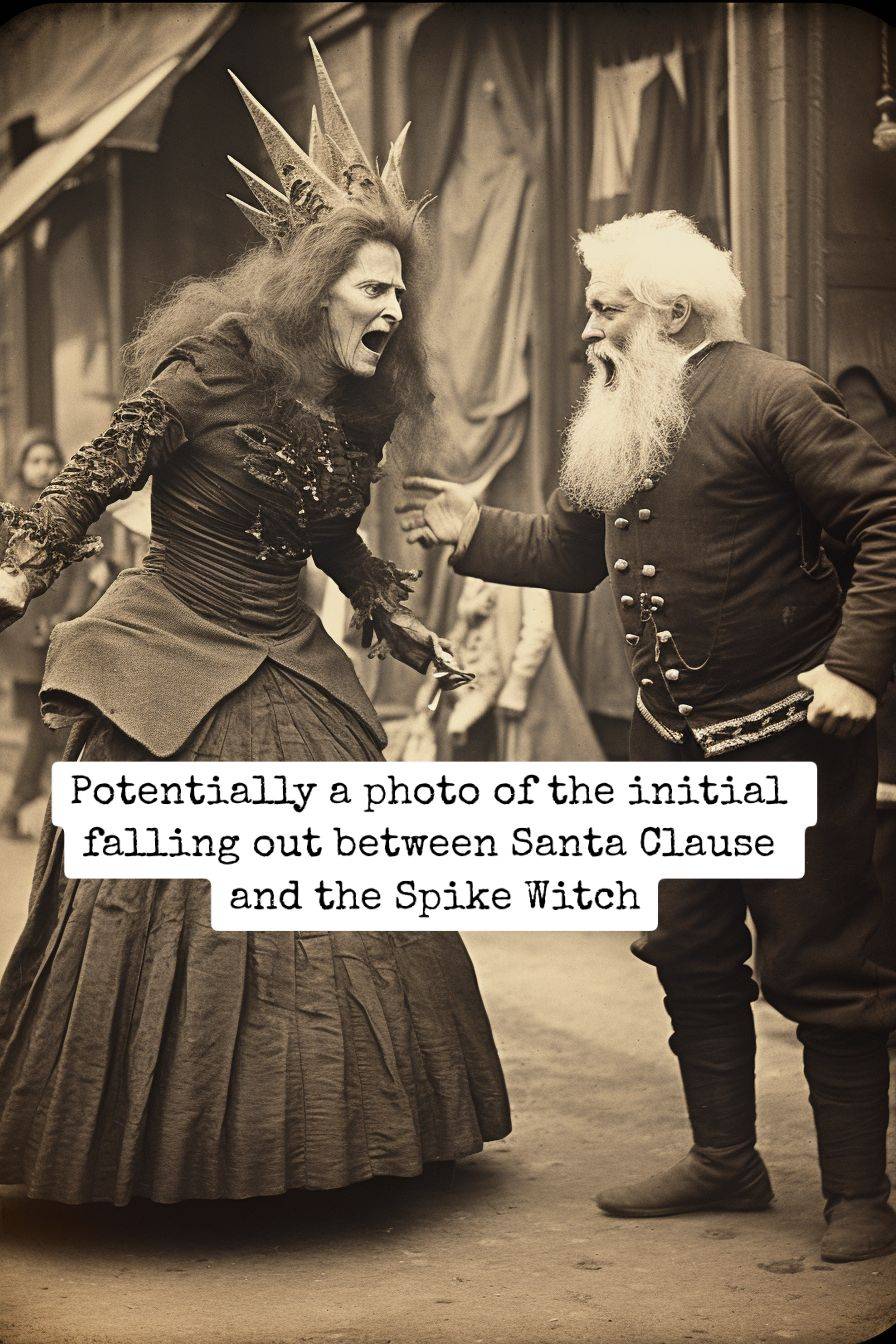 santa arguing with a witch