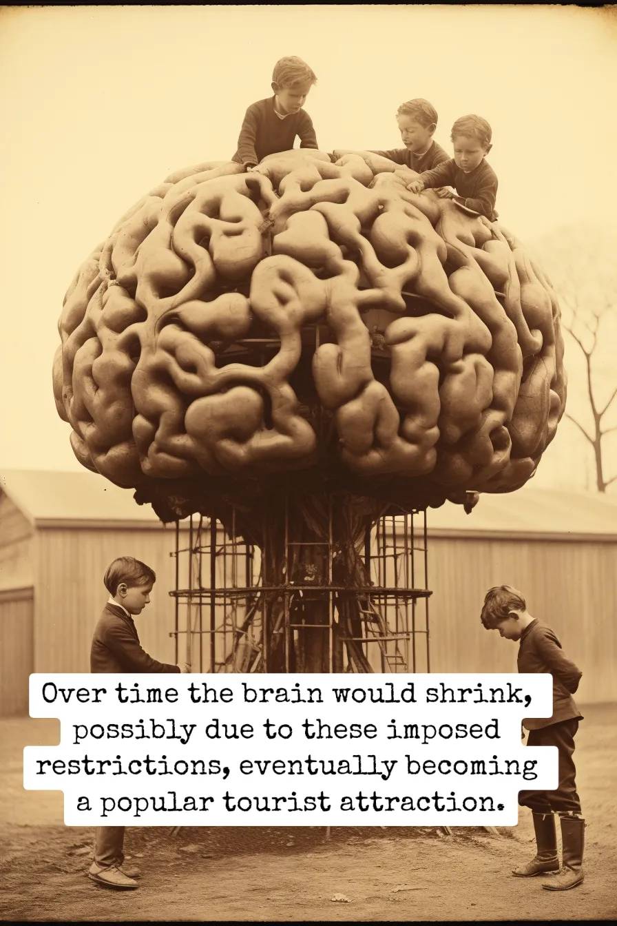 children playing on a giant brain