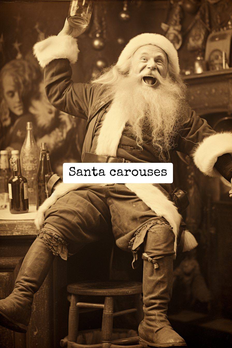 Santa drunk in a pub