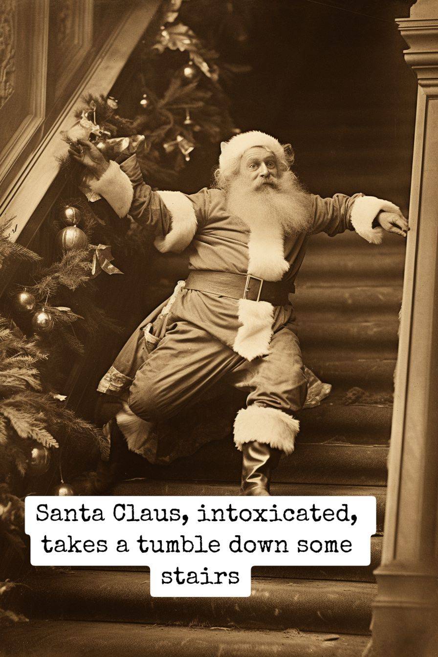 santa claus falling down the stairs