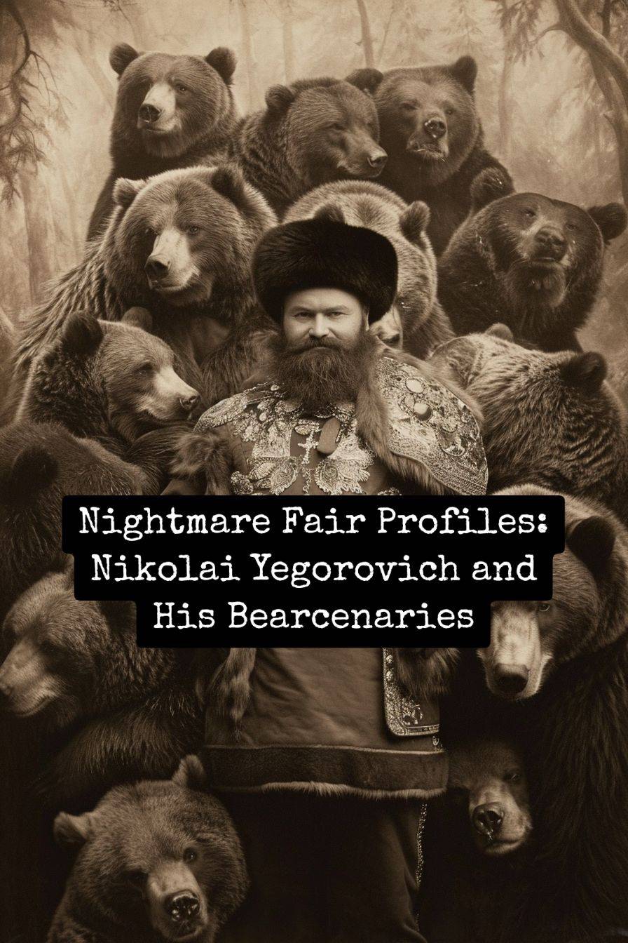 Russian man surrounded by bears