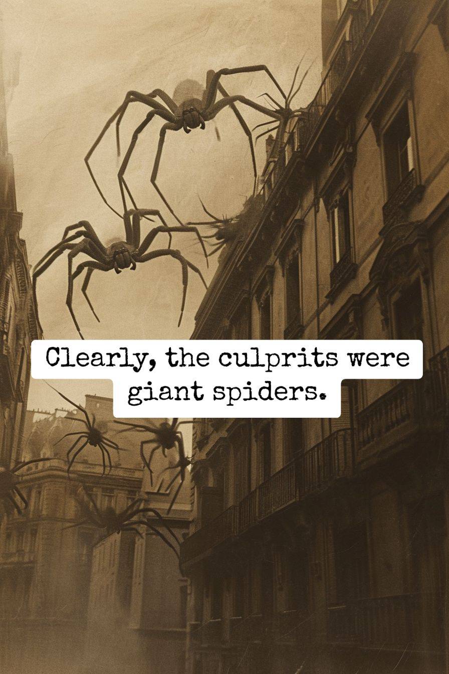 giant spiders in a city