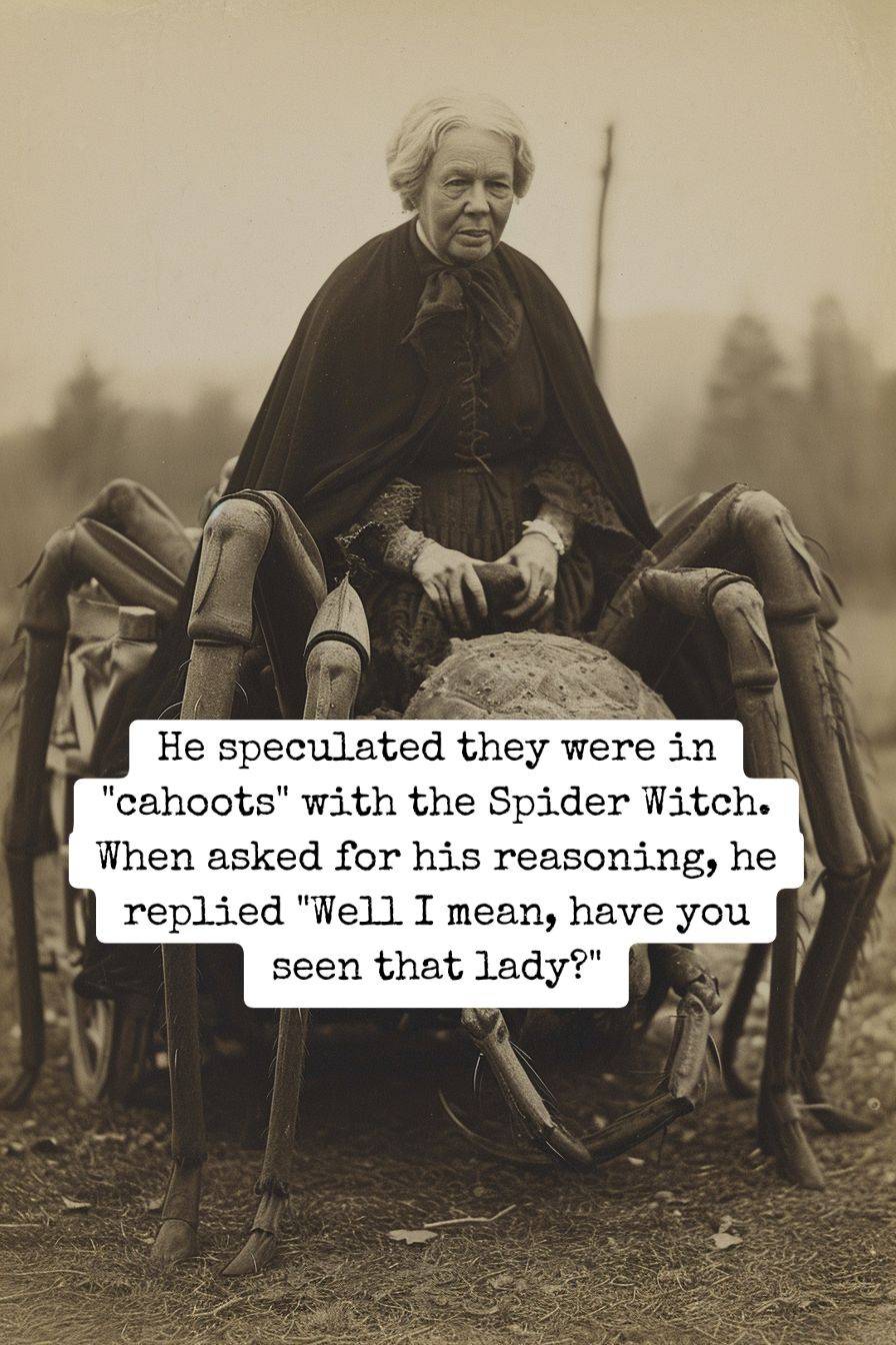 the spider witch riding a spider